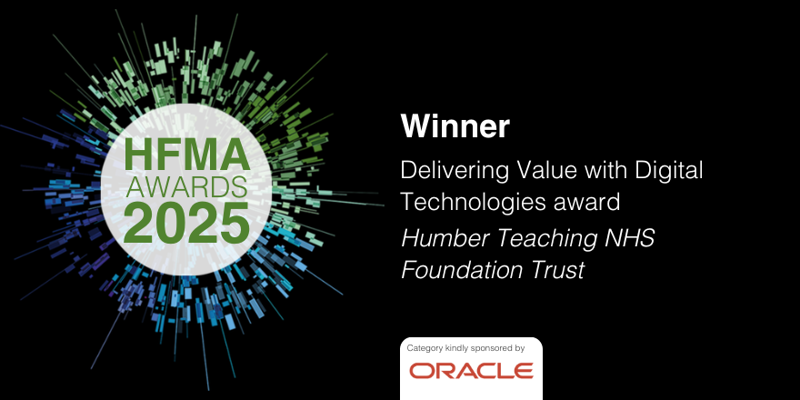 A image showing that the Interweave team have won an award at the 2025 HFMA awards.