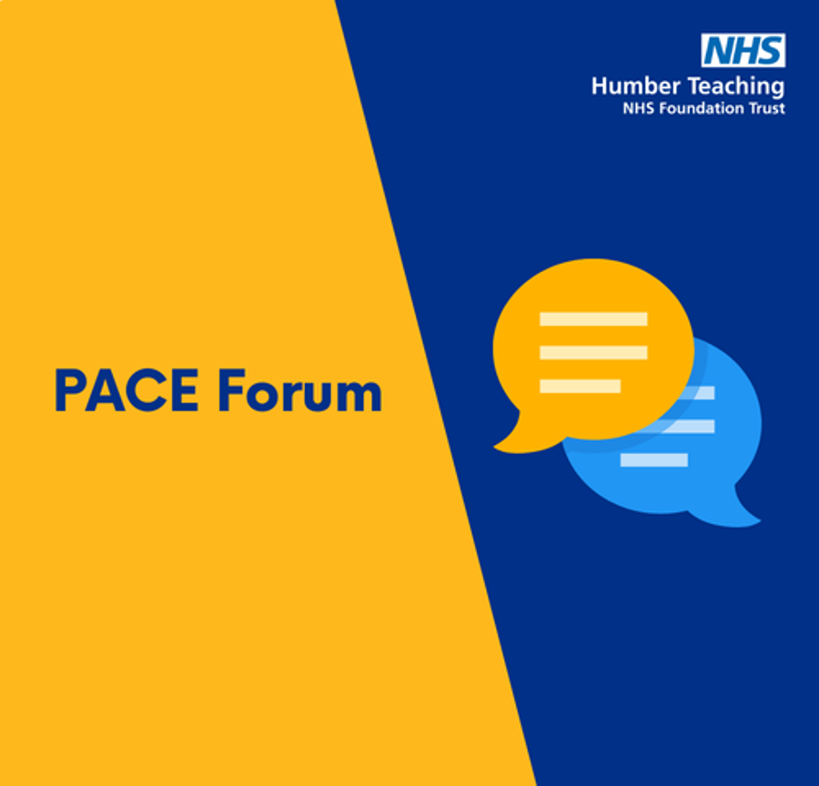 An image displaying the Humber Trust logo and two speech bubbles with the words 'PACE Forum' highlighted opposite