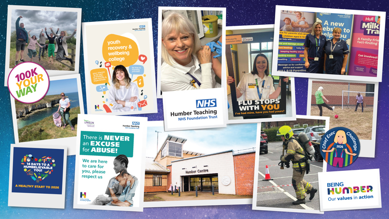 A collage of images to showcase that Humber Teaching NHS Foundation Trust have been nominated for Trust of the Year at the HSJ Awards