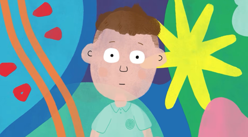 An animation of local school child Archie used in the video