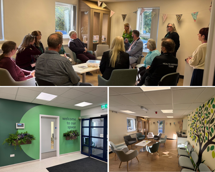 A collage of three images together that showcase a new dementia friendly space that has opened up in Alfred Bean Hospital in Driffield.